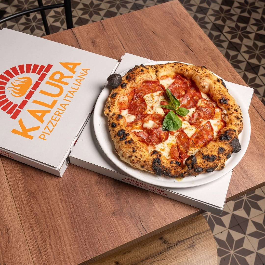 Sicilian pizza from the wood-fired oven at Kalura, Antwerp