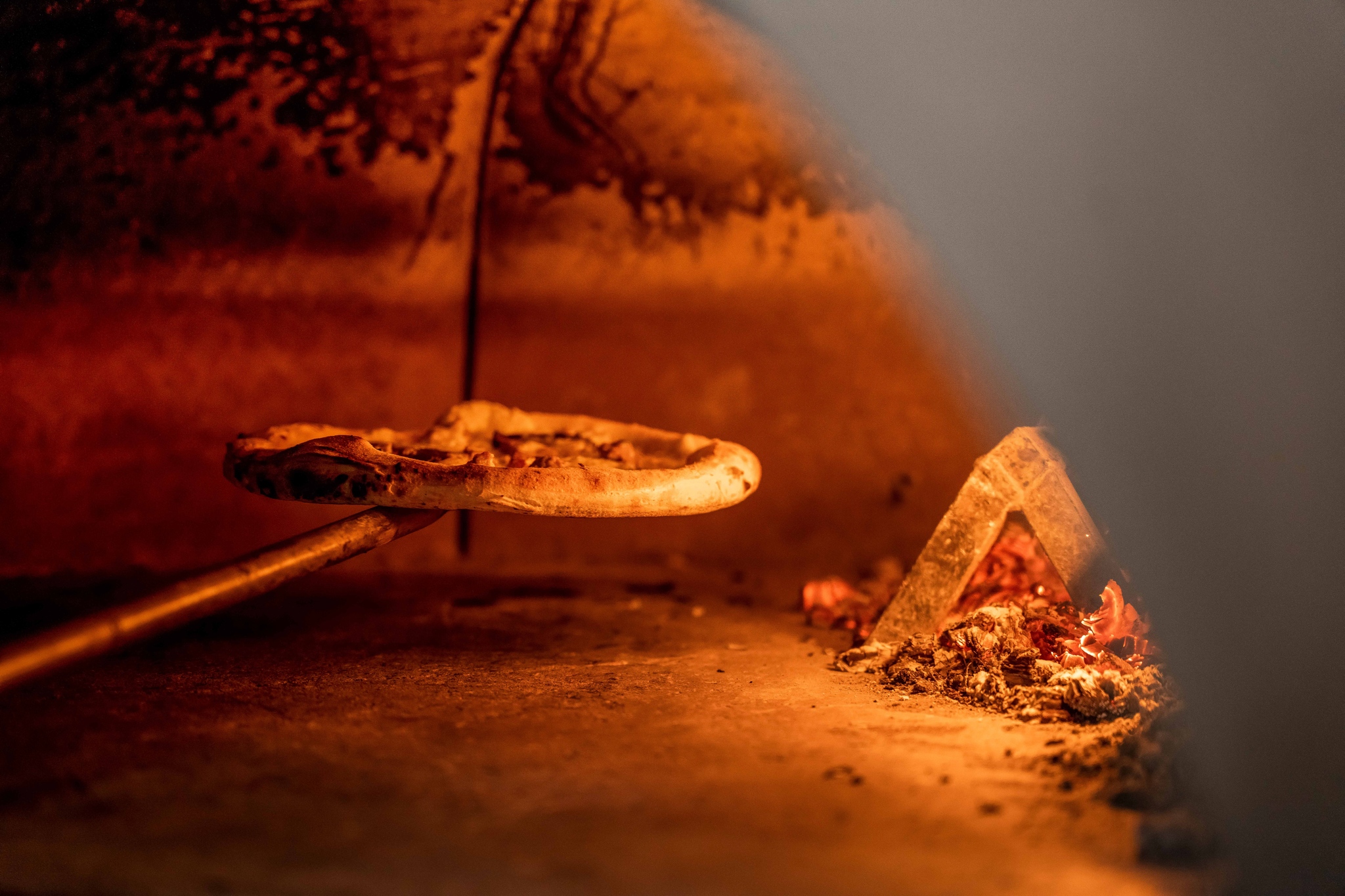 Wood-fired oven at Kalura pizzeria, Antwerp