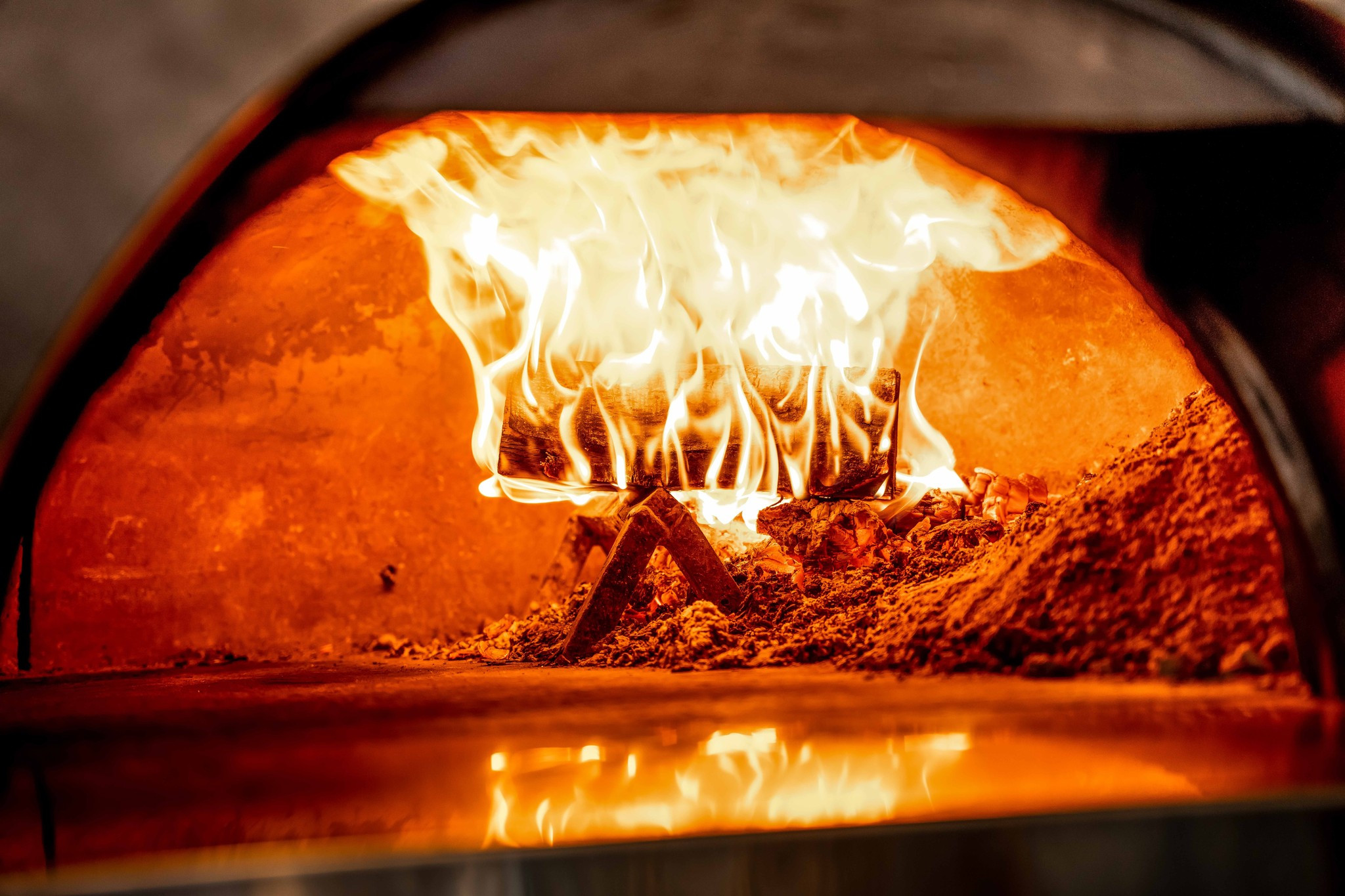 Wood-fired oven at Kalura pizzeria, Antwerp