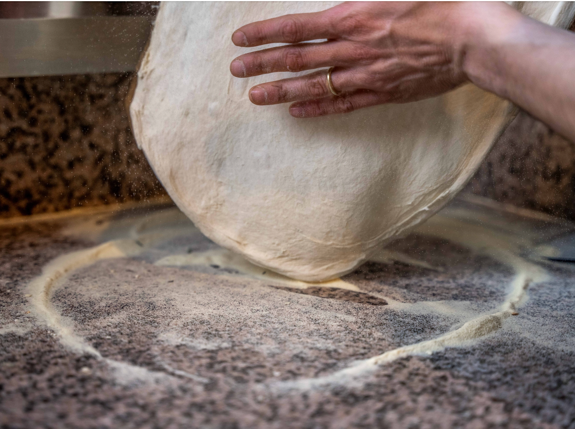 Biga pizza dough preparation at Kalura, Antwerp